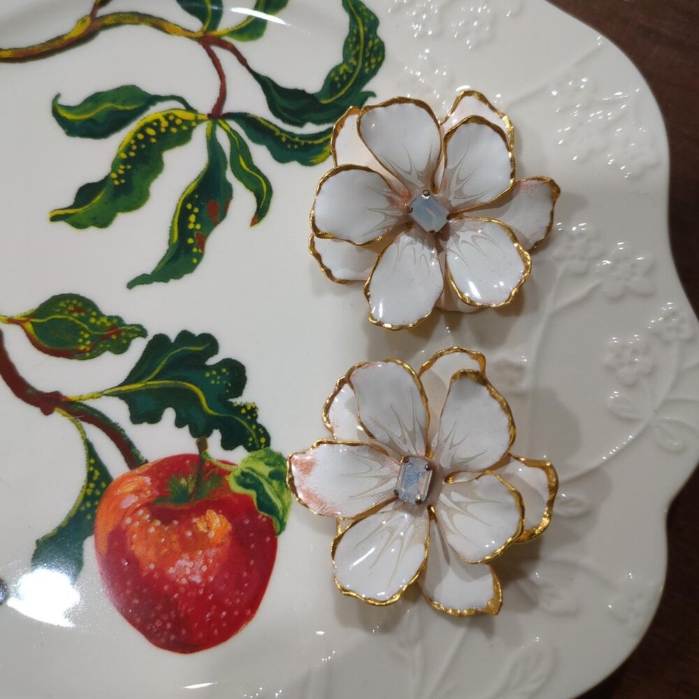 Anthropologie Hand-Painted Earrings The Pink Reef